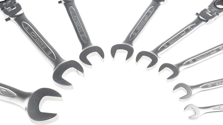 Produktbild Bahco Satz Knarren-Ring-Maulschlüssel mit Gelenkkopf - 8-teilig (10 mm, 11 mm, 12 mm, 13 mm, 14 mm, 17 mm, 19 mm, 8 mm)