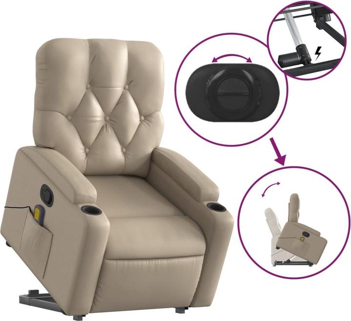 Actual product image vidaXL Massage armchair with stand-up aid TV armchair Relax armchair cappuccino-brown
