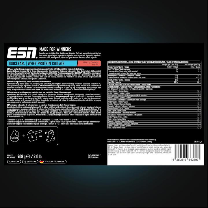 Produktbild ESN Isoclear Whey Isolate (Orange, 1 Stk., 908 g)