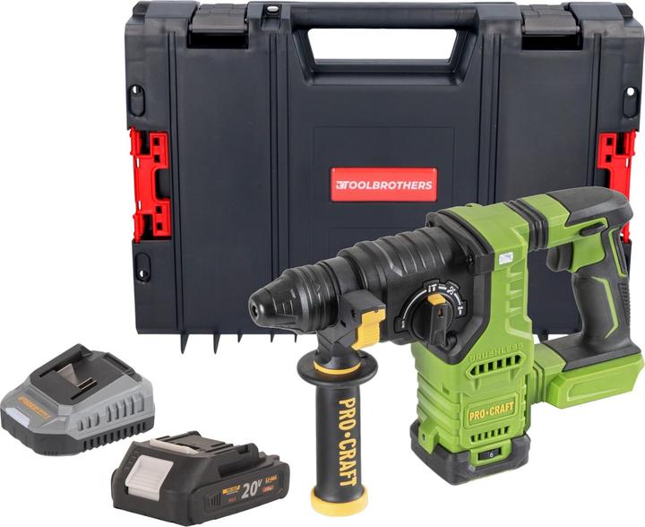 Produktbild Procraft PHA30bb Akku Bohrhammer 20 V 2,8 J SDS plus Brushless + 1x Akku 2,0 Ah + Ladegerät + RHINO (Bohrhammer)