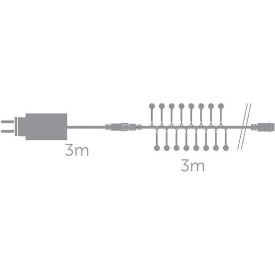 Velleman, Lichterkette, Auva LED - 3 m - 176 Kugeln - mehrfarbig - transparentes Kabel - 24 V (3 m)