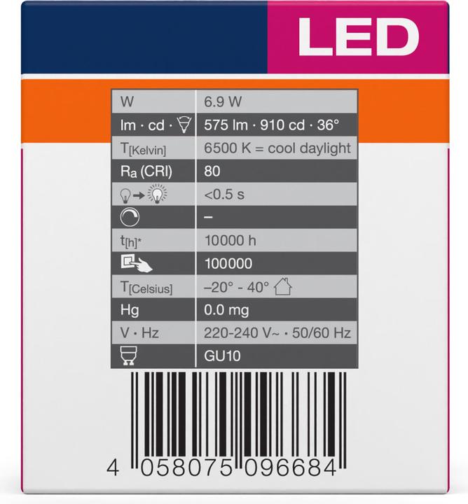 Produktbild Osram Led Value Par16 (GU10, 6.90 W, 575 lm, 1 x, F)