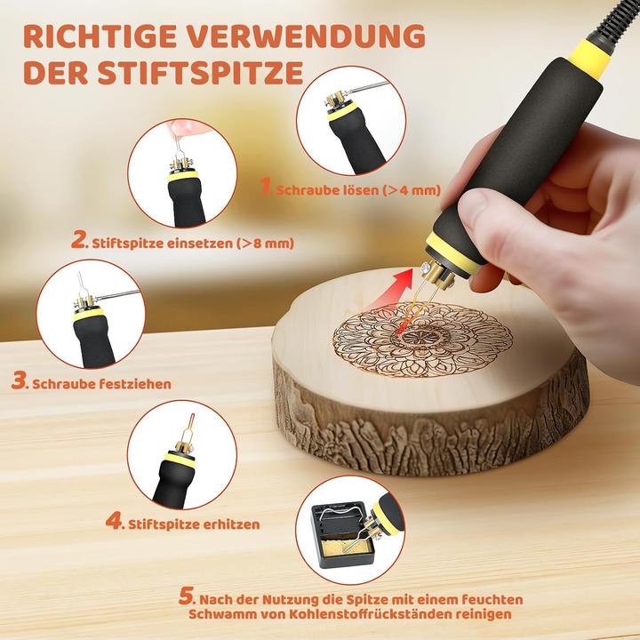 Produktbild Burnnove Pyrographie-Set mit LCD-Display und 21 Spitzen