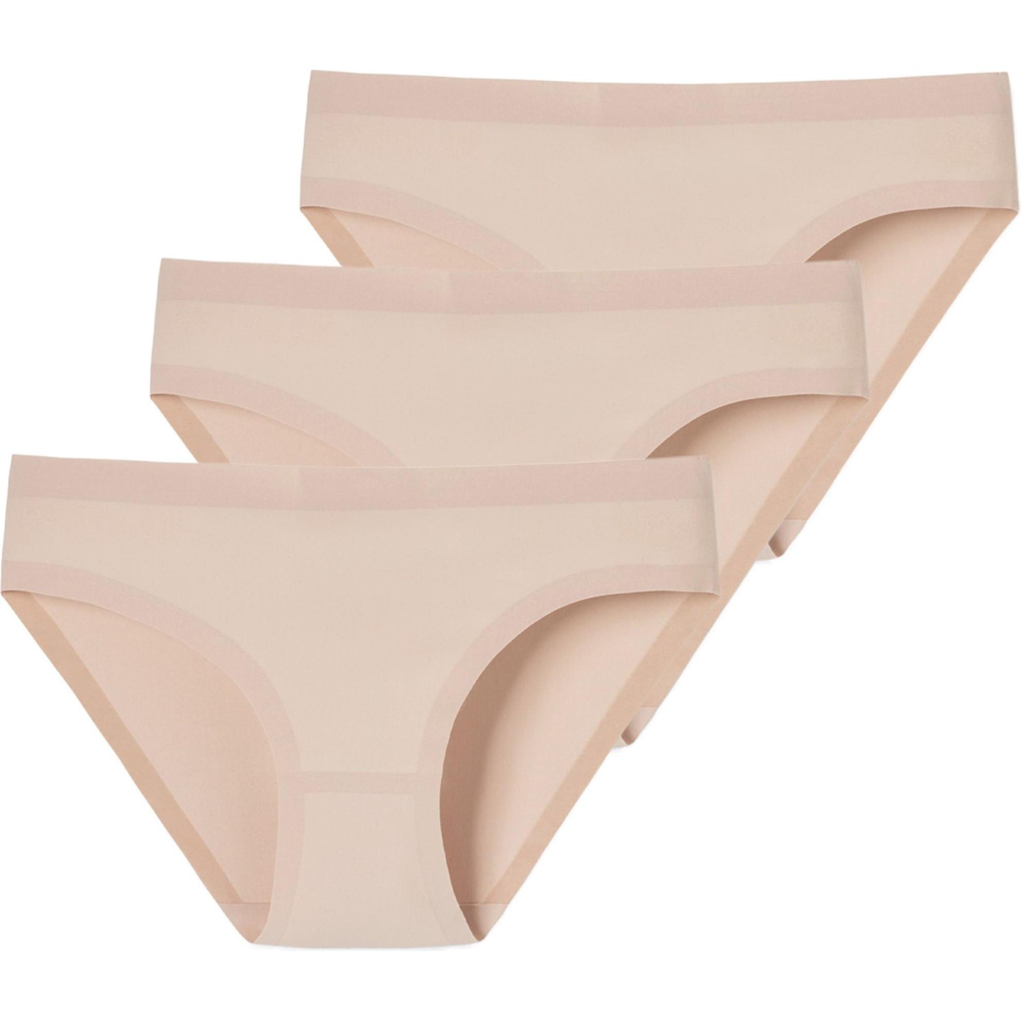 Schiesser, Damen, Unterhosen, 3er Pack Invisible Cotton nahtloser Slip, Beige, (42, 3er Pack)