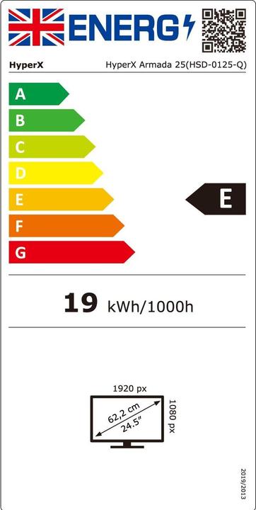 Energy Label HP HyperX Armada 25 (1920 x 1080 pixels, 24.50")