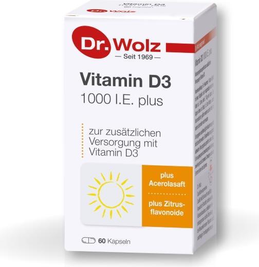 Actual product image Dr. Wolz Vitamin D3 1000 I.E. plus Kapsel (60 Piece, Capsules, 105 g)