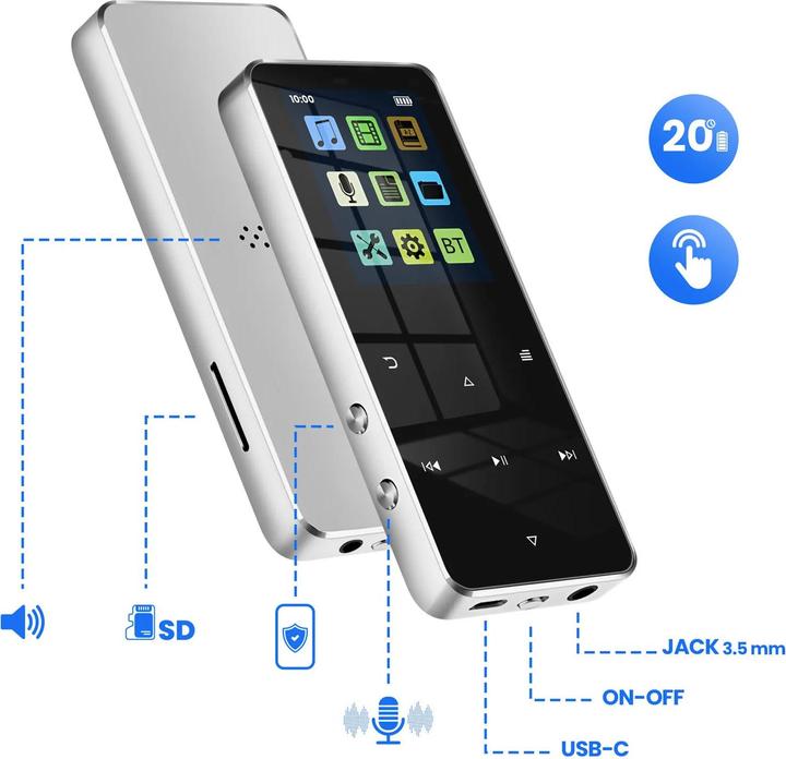 Produktbild Avizar MP3/MP4 Touch 16GB BT 20h Akku (16 GB)