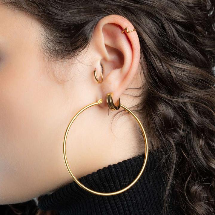 Actual product image Bijouteria Hoops (Stainless steel, Gold plating)