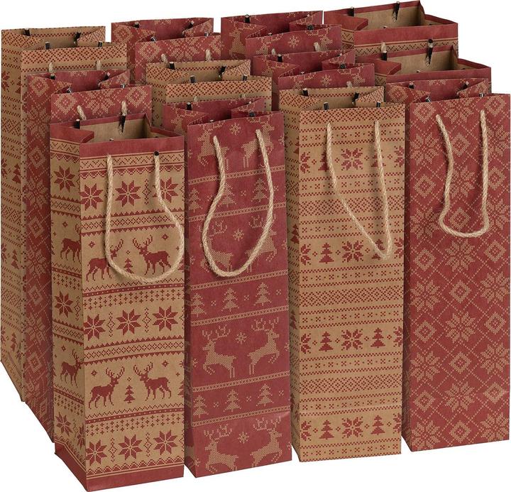 Actual product image Infactory Set of 12 Christmas kraft paper gift bags for wine bottles (12x)