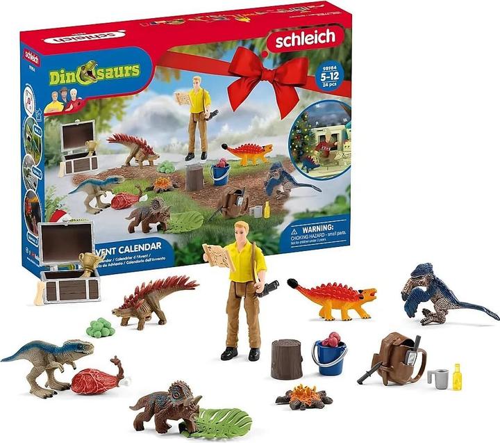 Schleich 98984 Advent Calendar Dinosaurs 2023 EN-IT, from 5 Years, Dinosaurs - Set, 24 pieces
