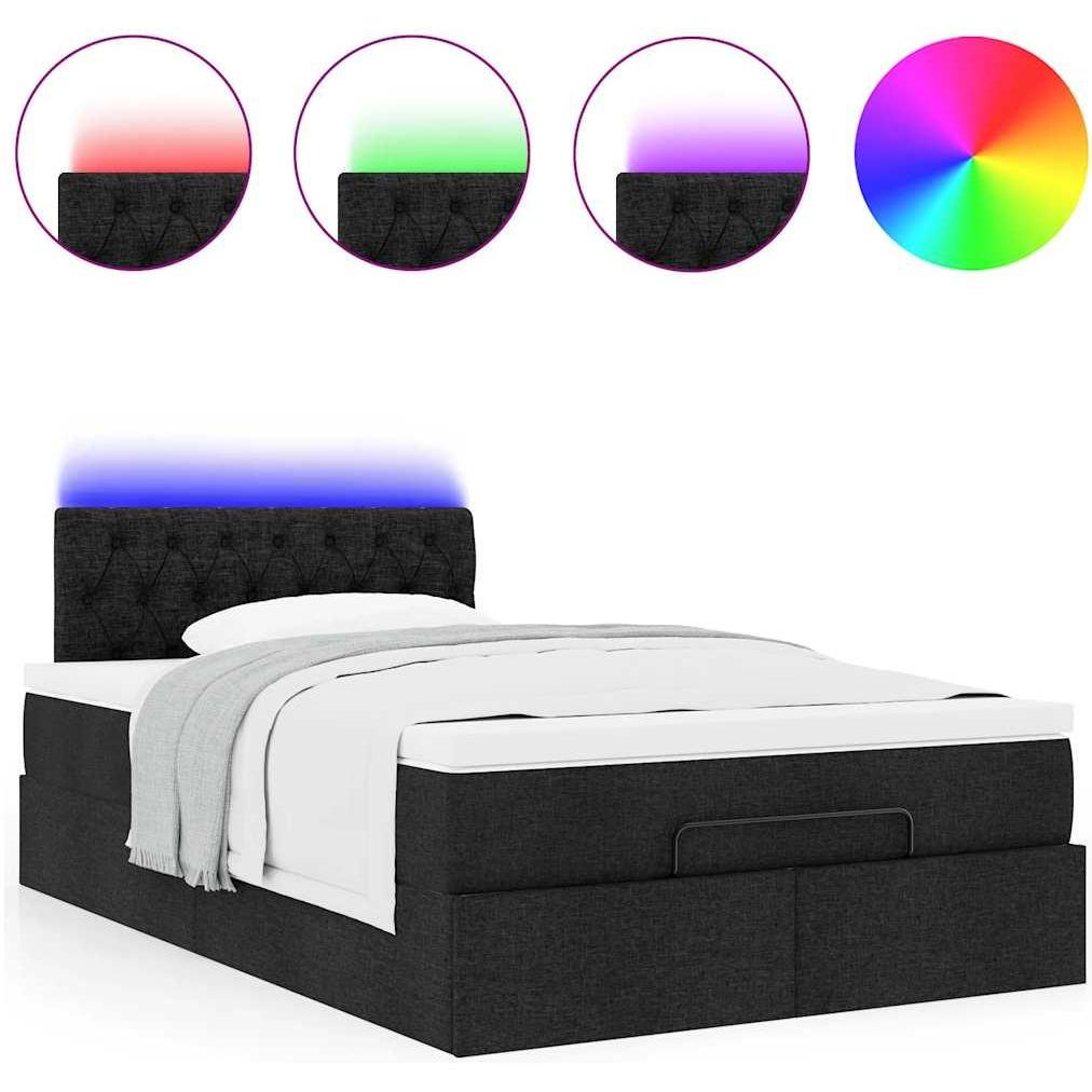 Thumbnail - VidaXL, Bett, Ottoman-Bett mit Matratze Schwarz 120x200 cm Stoff (120 x 200 cm)