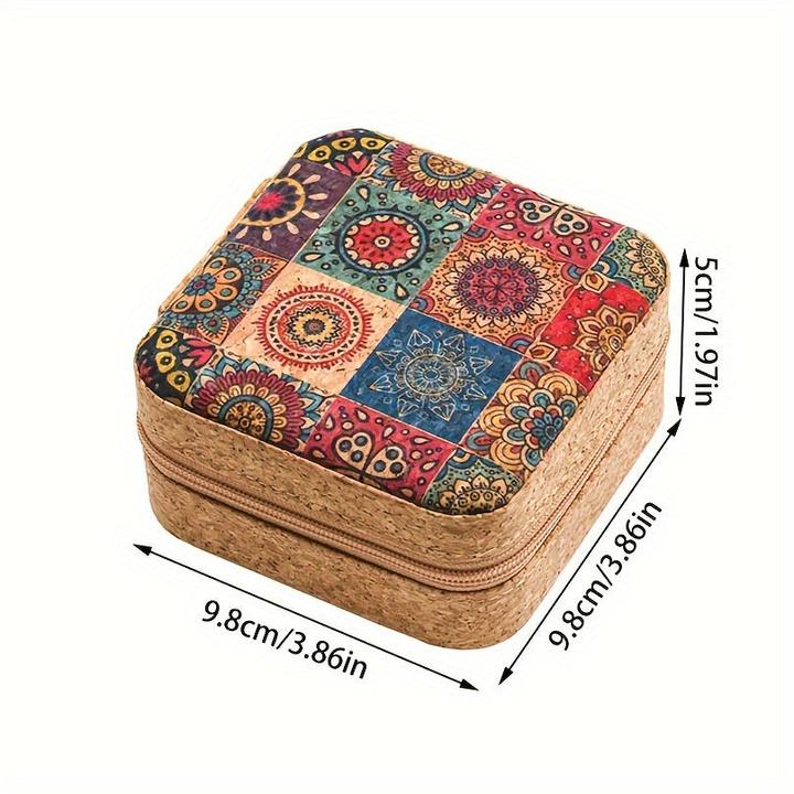 Produktbild Only-Bags.Store Vintage-inspirierte Schmuckschatulle mit Holzmaserung - kompakter, quadratischer Organizer mit