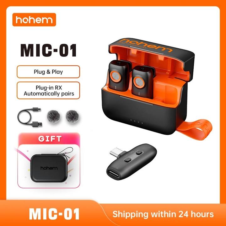 Actual product image Hohem MIC-01 (1TX + 1RX) - Lightning (black)
