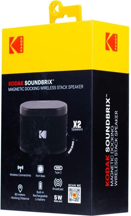 Immagine prodotto Kodak SoundBrix Wireless Stack Speaker (Bass Black), 2PCS