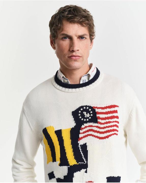 Produktbild GANT Vlag INTARSIA COTTON C-hals, Eggshell., XXL (XXL)