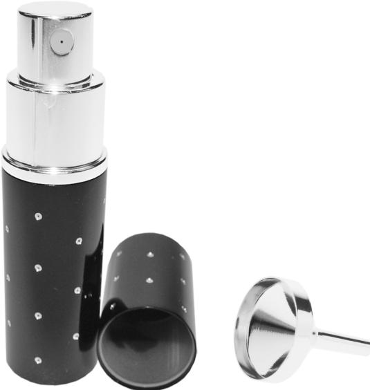 Immagine prodotto Nebulizzatore tascabile nero da 10 ml con imbuto argento, in confezione regalo (Set di profumi)