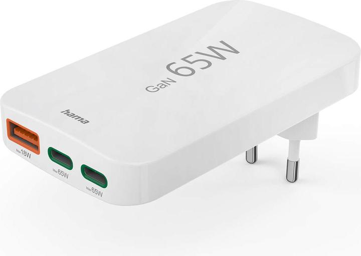 Hama Quick charger, 2x USB-C, 1x USB-A, flat mini charger, PD, 65 W, WS (65 W)