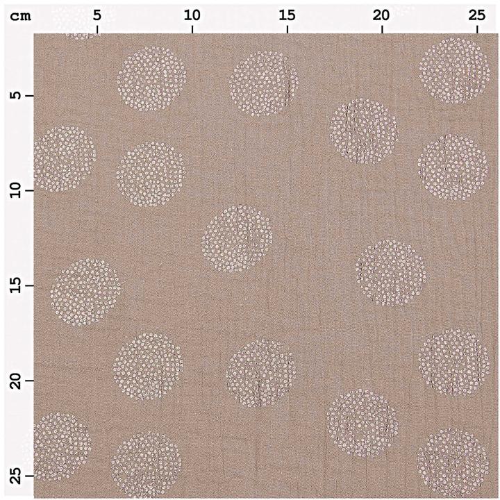 Produktbild Rico Design Krinkel-Musselin Baumwoll-Stoff mit Metallic-Effekt "Sakura Blossom Taupe", 130 cm bre...