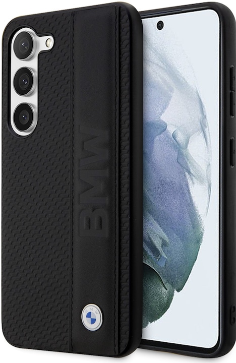 Produktbild BMW BMHCS23S22RDPK S23 S911 czarny/black hardcase Leather Textured & Stripe (Samsung Galaxy S23)