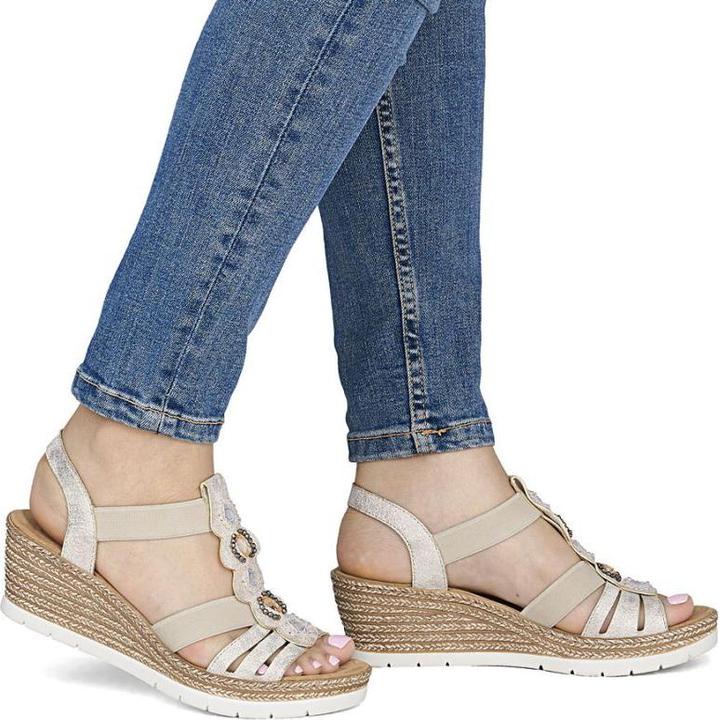 Actual product image Rieker Women's comfortable beige espadrille sandals 619B2-60 (38)