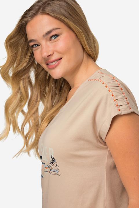 Actual product image Laurasøn Fish Print T-Shirt Shoulder Band Crew Neck OEKO-TEX (L)