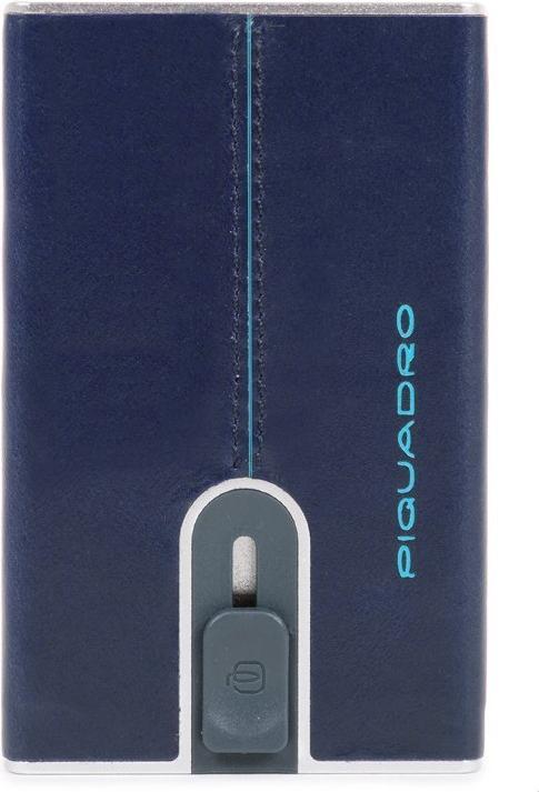 Actual product image Piquadro Blue Square, Leather Wallet, Square Sliding System with Money Cli
