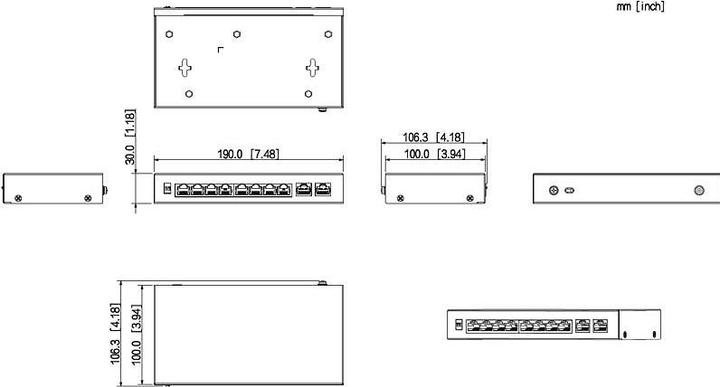 Image du produit Dahua PoE PFS3010-8ET-96-V2 Commutateur réseau Gigabit Ethernet non géré (10/100/1000) Power over Ethernet (10 Ports)
