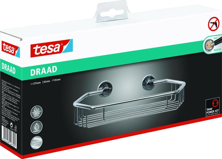 Image du produit tesa DRAAD Panier de douche avec solution adhésive sans perçage (6.50 x 27.50 x 13.50 cm)