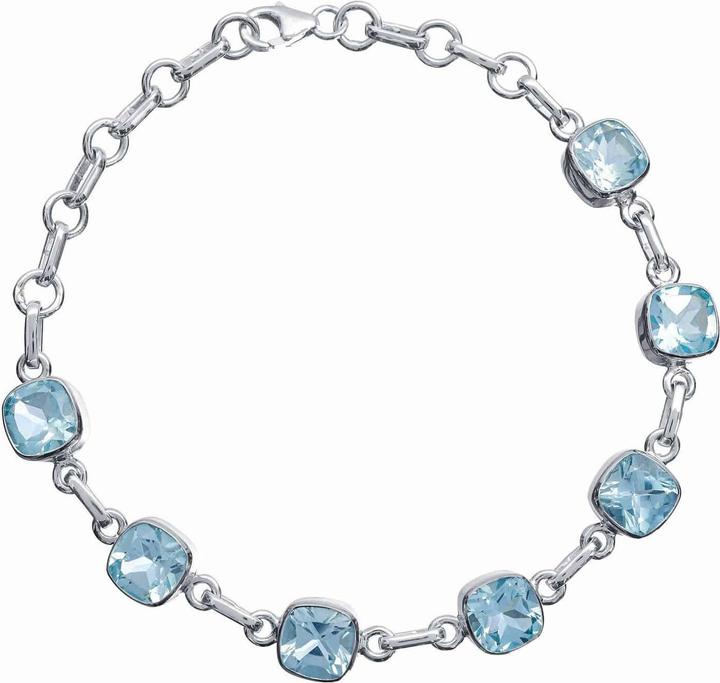 Produktbild Loberon Armband Lilianne silber/blau (16 cm, Verzierung: Topas-Edelstein, Kette: 925er Sterlingsilber)