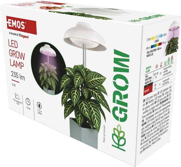 Immagine prodotto Emos Pflanzenlampe LED Vollspektrum, 15 LEDs, für Innenräume, mit Zeitschaltuhr (LED, 5 V)