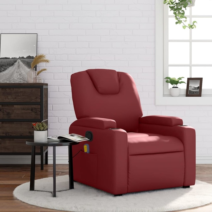 Produktbild VidaXL Massagesessel Weinrot Kunstleder,Farbe: Weinrot,Material