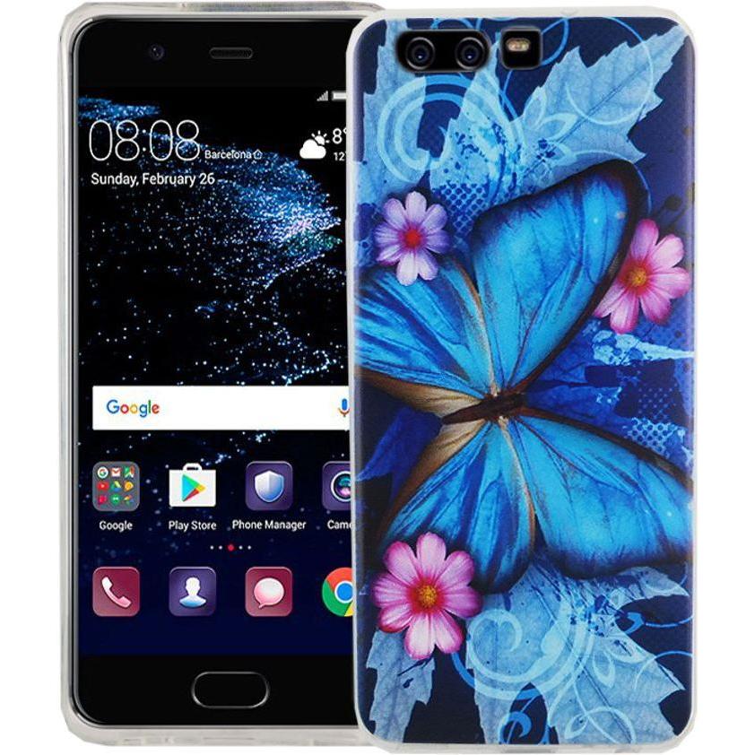 Thumbnail - König Design Handy Hülle für Huawei P10 Schmetterling Blau Tasche Case Cover Motiv Slim TPU (Haier P10), Smartphone Hüll...