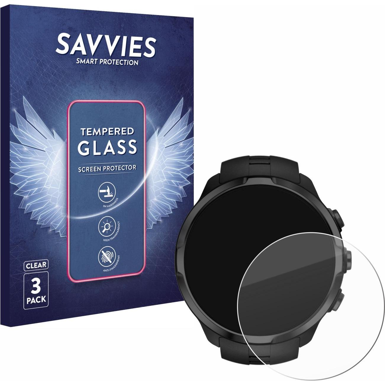 Savvies Panzerglas Hartglas Displayschutz, Smartwatch Schutzfolie, Transparent