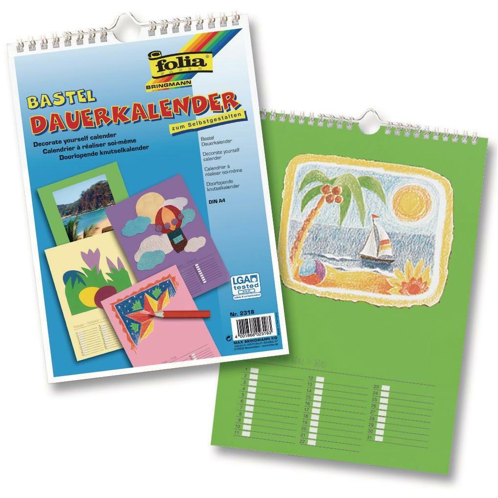 Folia, Kalender, Dauerkalender A4 farbig (A4, Deutsch)