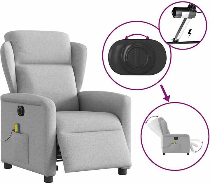 Immagine prodotto vidaXL Poltrona massaggiante elettrica in tessuto grigio nuvola