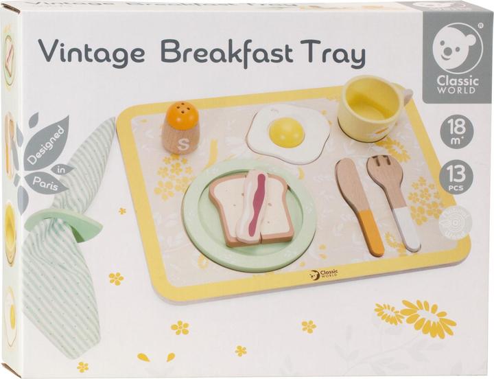 Immagine prodotto Classic World Set da colazione vintage in legno con vassoio, 13 pezzi.