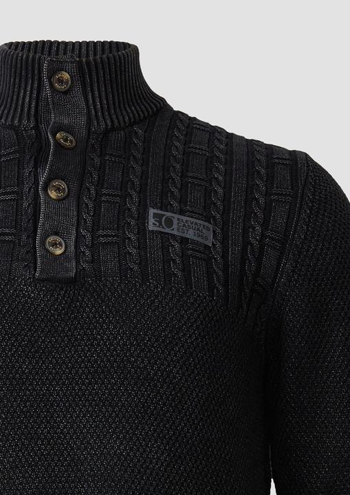Produktbild s.Oliver Strickpullover Strukturmix-Troyer aus Baumwolle mit Garment Dye (4XL)