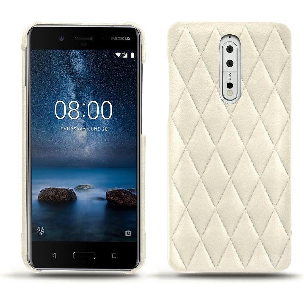 Noreve Lederschutzhülle (Nokia 8), Smartphone Hülle, Weiss