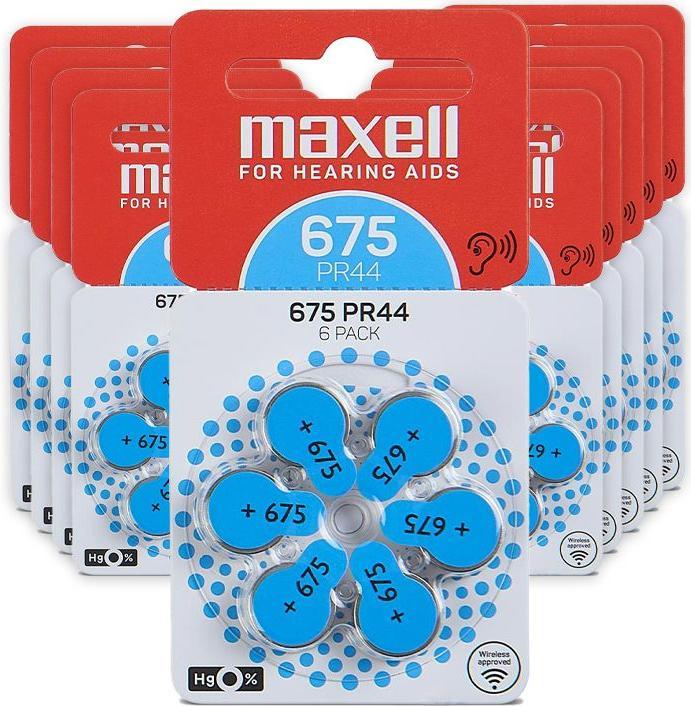Immagine prodotto Maxell 675 (PR44) - 60 batterie per apparecchi acustici (60 pz., 675, PR44, 620 mAh)