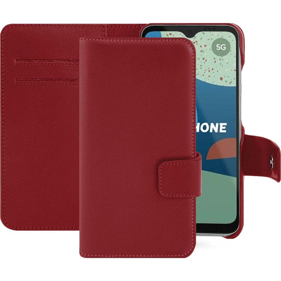 Noreve Lederschutzhülle Fairphone 4 (Fairphone 4), Smartphone Hülle, Rot