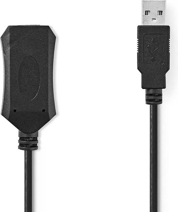 Produktbild Nedis Aktive USB-Kabel | USB 2.0 | USB-A Stecker | USB-A Buchse | 480 Mbps | 20.0 m | Rund | Vernick (20 m, USB 2.0)