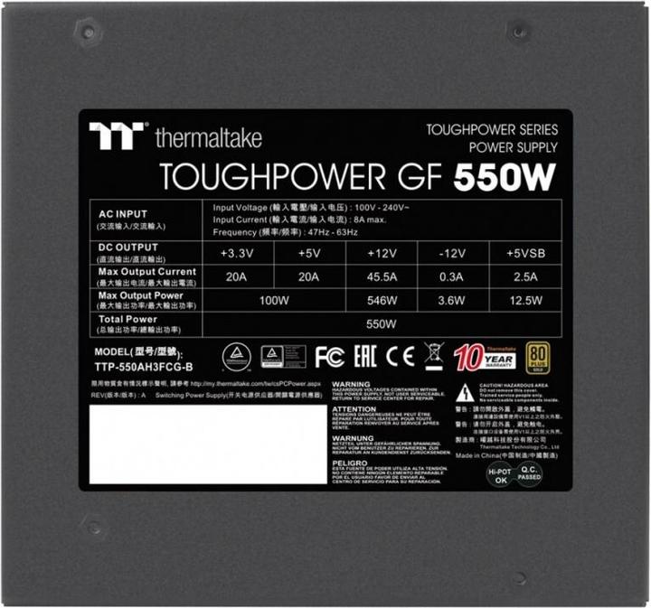 Immagine prodotto Thermaltake Zasilacz ToughPower GF 550W (PS-TPD-0550FNFAGE-2) (550 W)