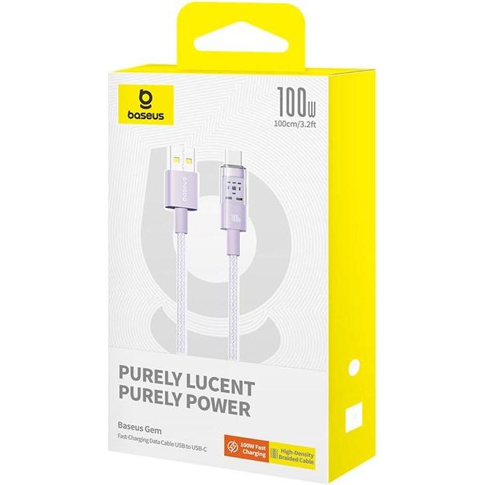 Thumbnail - Baseus Gem USB A auf USB C Schnellladekabel 1 m 100 W Lila (1 m), USB Kabel