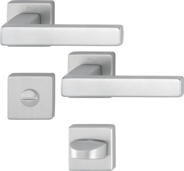 Actual product image Hoppe AUSTIN lever handle set - on WC rose, aluminium, matt stainless steel colour (Door handle)
