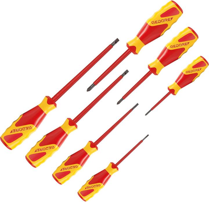 Image du produit Gedore VDE Screwdriver set 7 pieces (Recouvrement cruciforme Phillipps (PH), Vis fendues)