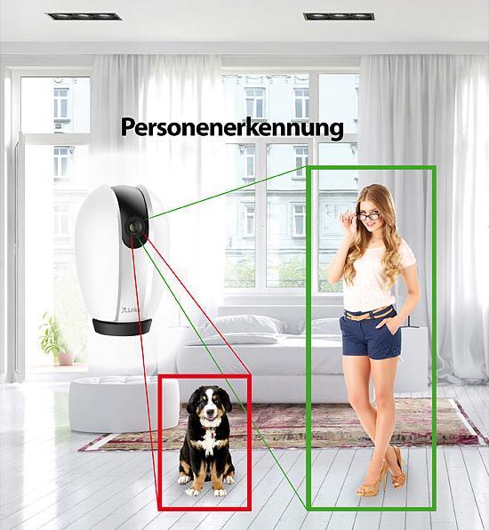 Actual product image 7links WLAN surveillance camera with 2K, IR night vision, object tracking, app (2304 x 1296 Pixels)