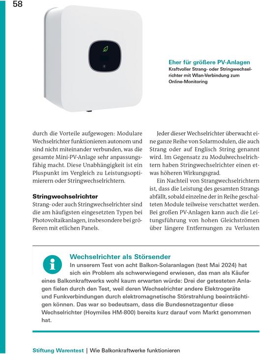 Produktbild Balkonkraftwerke (Deutsch, Stiftung Warentest, 2024)