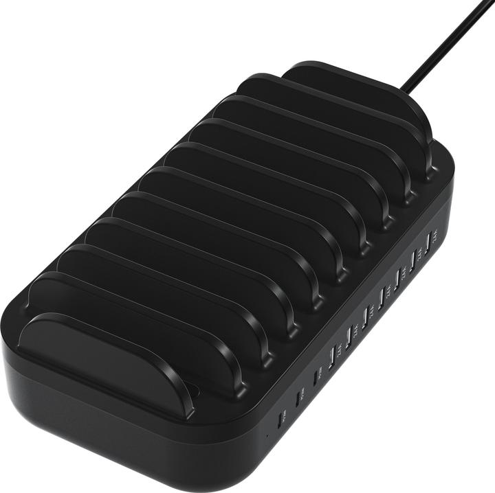 Actual product image Deltaco USB charging station, 20 W, total max 120 W - Black (12 W)