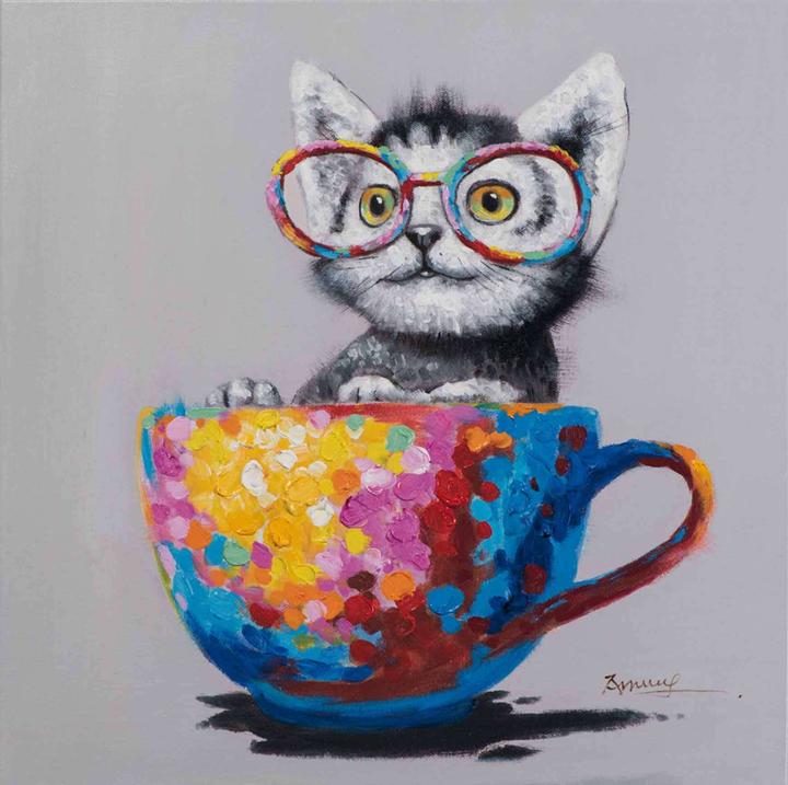 Image du produit Alldecor Image Chat Dans Une Tasse (60 x 60 cm)