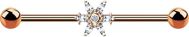 Produktbild Star Piercing Barbell rosegold mit Prinzessin (Chirurgenstahl 316L, Messing)